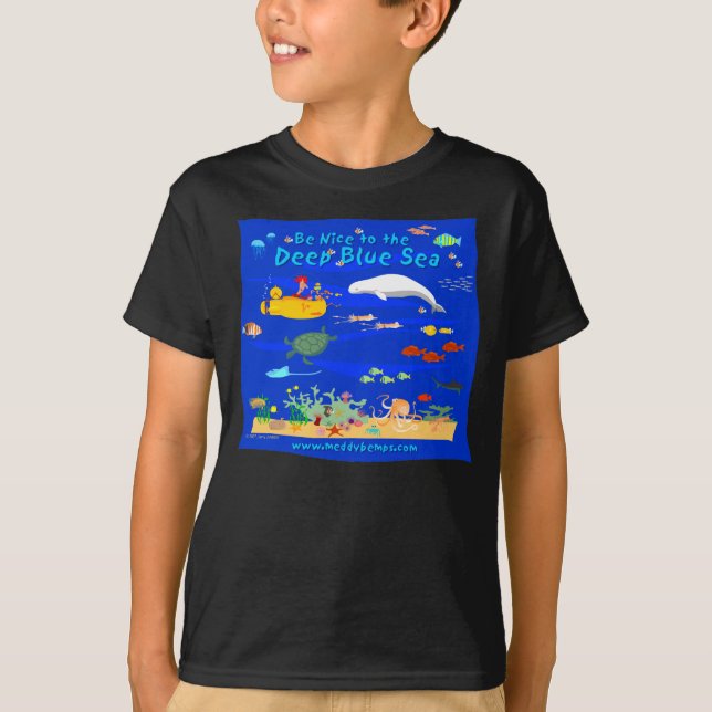 Camiseta Seja agradável ao mar azul profundo (Frente)