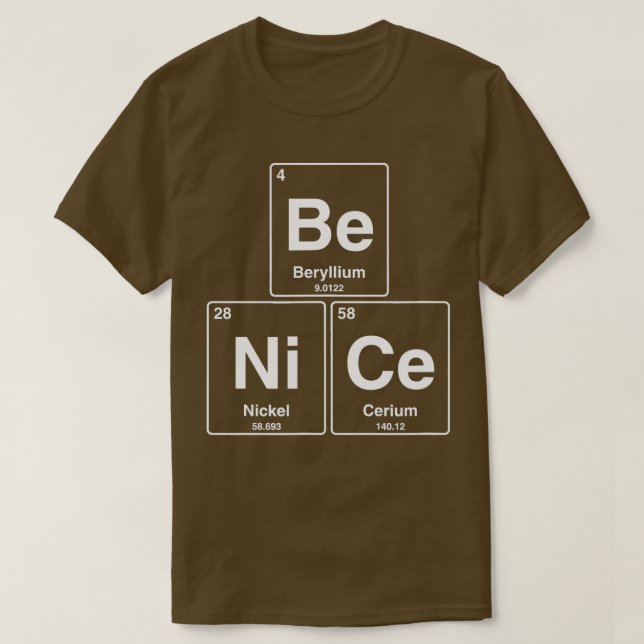 Camiseta seja agradável e engraçado, química periódica de m (Frente do Design)