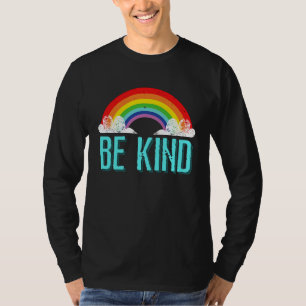 Camiseta Seja Amável Retro Vintage Arco-Íris Inspirador Bon