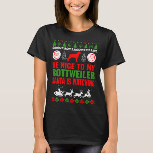 Camiseta Seja Bom Para Meus Papais noeis Rottweiler Ver