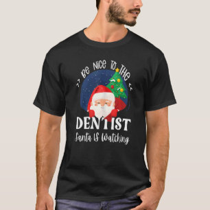 Camiseta Seja Bom Para O Dentista O Papai Noel Está Observa