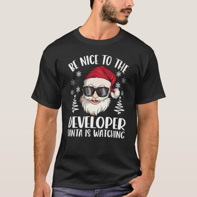 Camiseta Seja Bom Para Os Papais noeis De Desenvolvedores A (Frente)