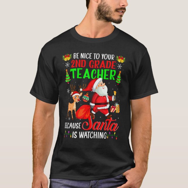 Camiseta Seja Bom Para Os Papais noeis De Professores Do Ní (Frente)