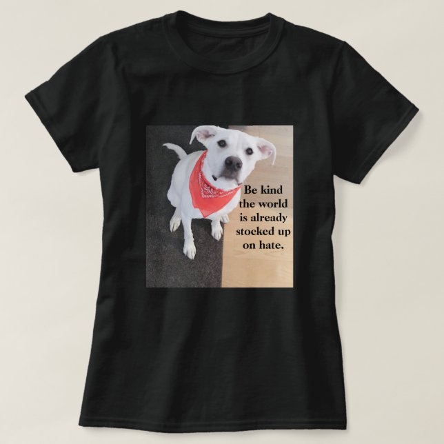 Camiseta Seja Bonito Cachorro Branco Vestindo Laranja (Frente do Design)