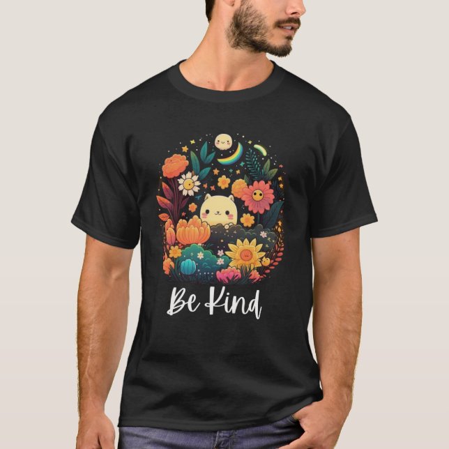Camiseta Seja Bonito Para Mulheres Crianças Homens Flores F (Frente)
