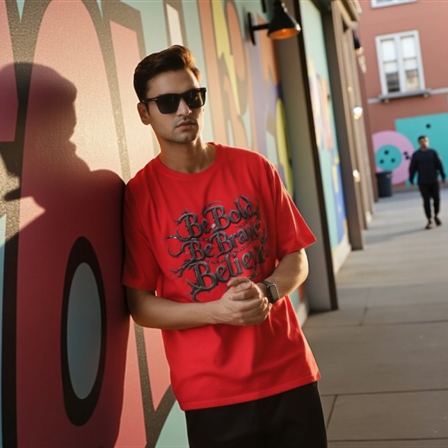 Camiseta Seja Bravo, Corajoso, Acredite. (Criador carregado)