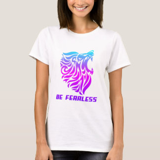Camiseta Seja Design de Gradação Motivacional Neon Lion sem