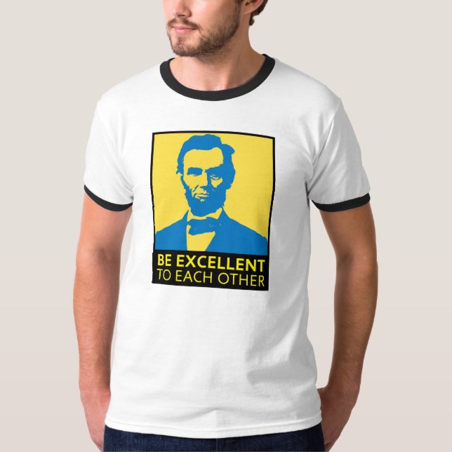 Camiseta Seja excelente (amarelo/azul) (Frente)