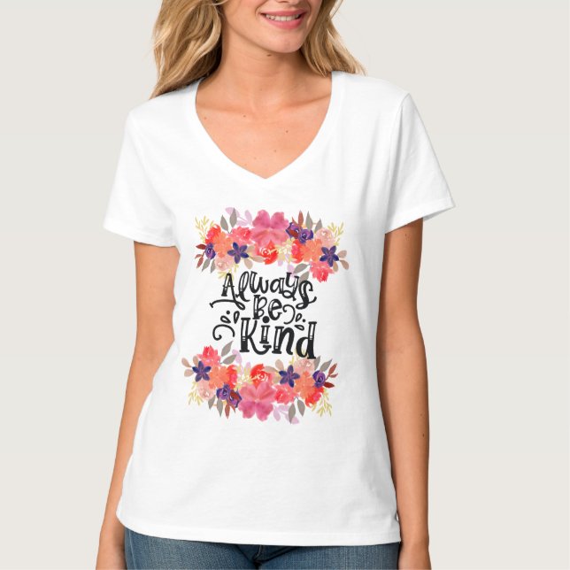 Camiseta Seja gentil - Aquarela Floral (Frente)