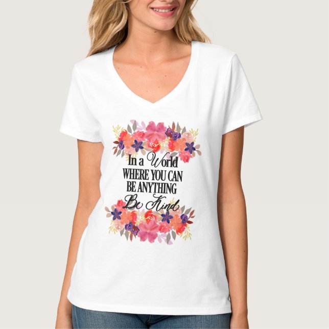 Camiseta Seja gentil - Aquarela Floral (Frente)
