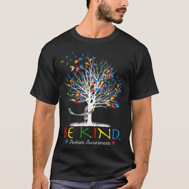 Camiseta Seja Gentil Árvore de Puzzle Mês de Conscientizaçã (Frente)