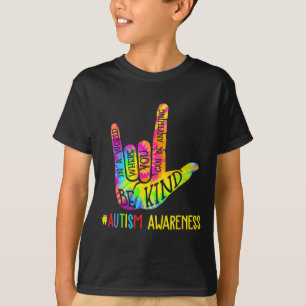 Camiseta Seja Gentil Asl Amor Linguagem de Sinais Mão Autis