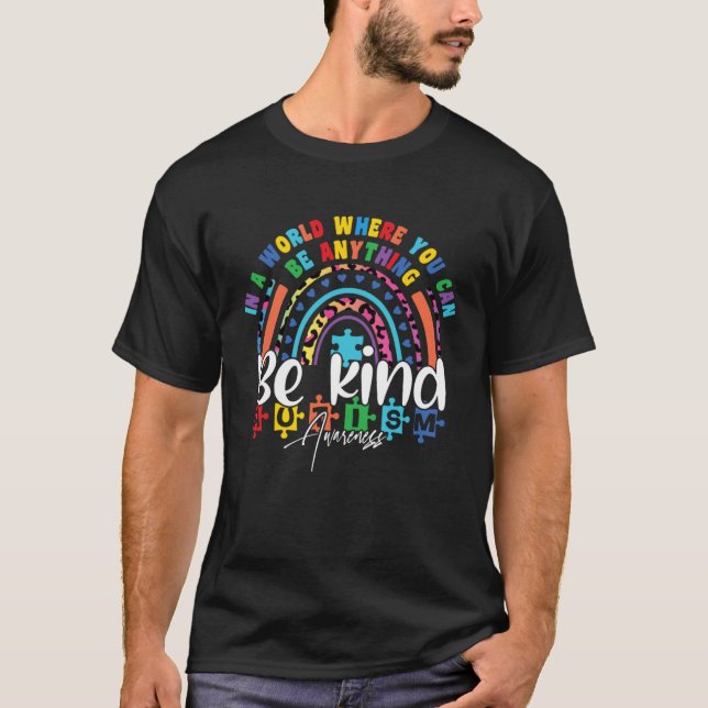 Camiseta Seja Gentil Autismo Leopardo Tie Dye Arco-íris Con (Frente)