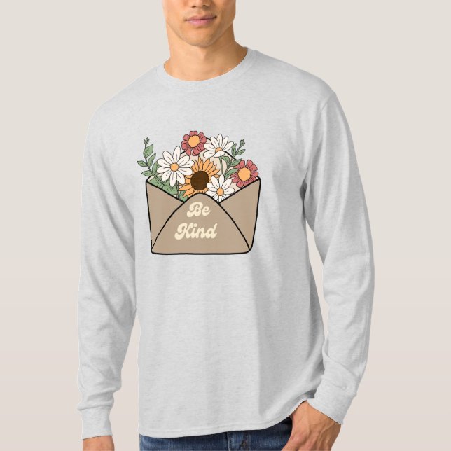 Camiseta seja gentil com a citação de flor no envelope de m (Frente)