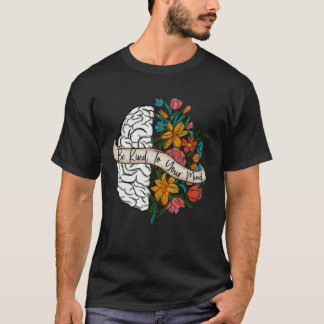 Camiseta Seja Gentil Com a Sua Mente Flores Plantas Vintage