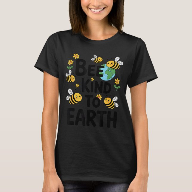 Camiseta Seja gentil com a terra - abelhas fofas flores pla (Frente)