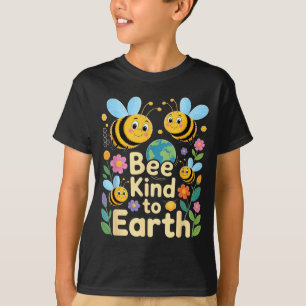 Camiseta Seja gentil com a terra - abelhas fofas flores pla
