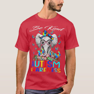 Camiseta Seja gentil com elefante de consciência do autismo