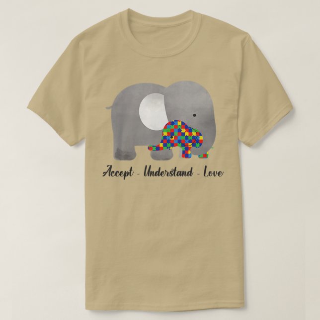 Camiseta Seja gentil com elefante Mãe autismo Criança Autis (Frente do Design)