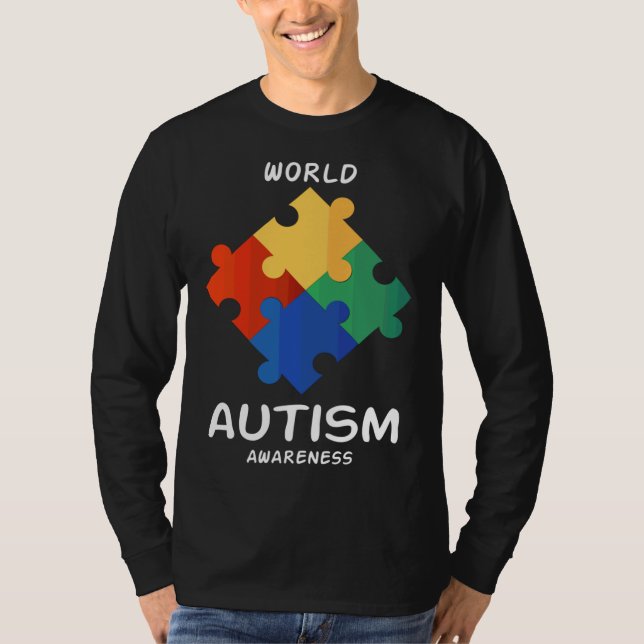 Camiseta Seja gentil com o Autismo com Quebra-cabeça de con (Frente)