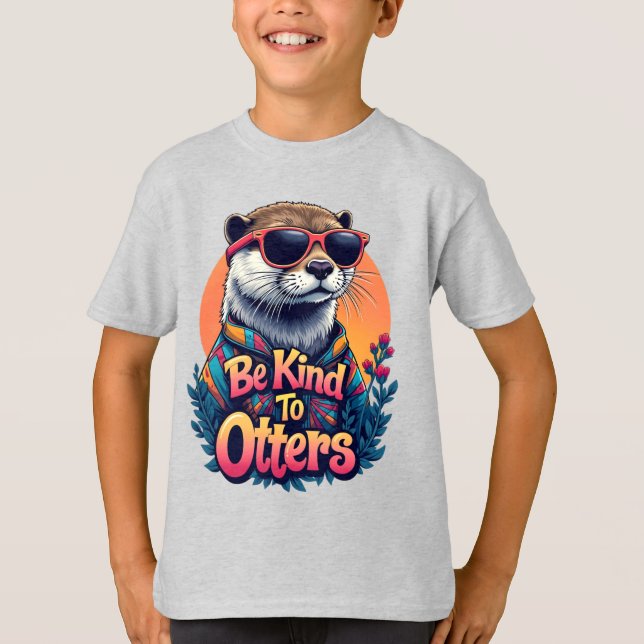 Camiseta Seja gentil Com O Otters, Engraçado Mar Otter (Frente)