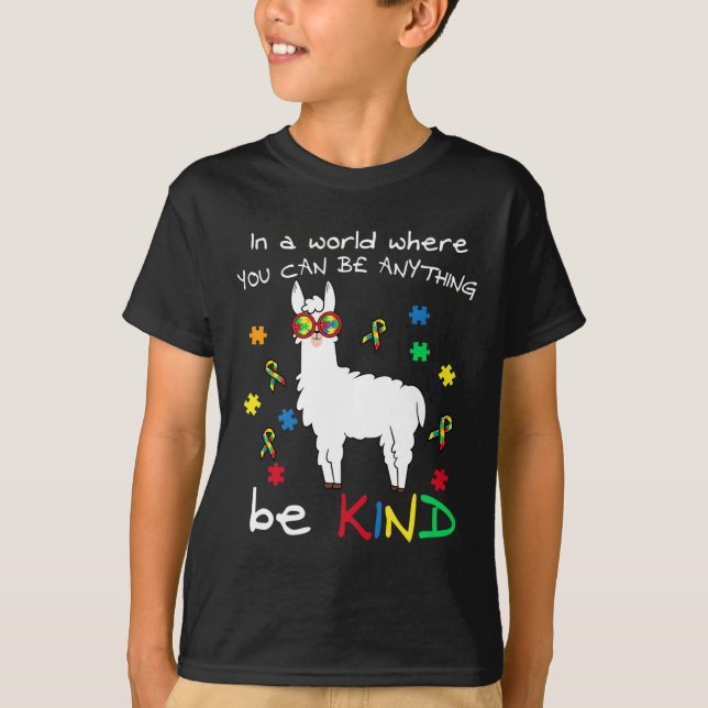Camiseta Seja gentil com o Quebra-cabeça de Llama, peça Leg (Frente)