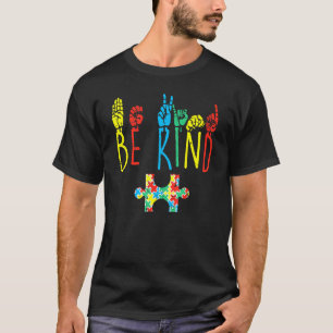 Camiseta Seja gentil com o símbolo da mão Autismo com consc