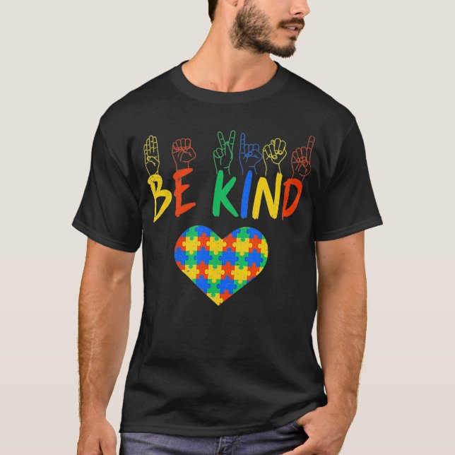 Camiseta Seja gentil com os Awarenes da Linguagem de Sinal  (Frente)