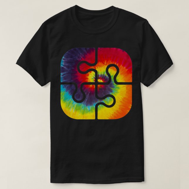 Camiseta Seja gentil com peças de Quebra-cabeça Tie Dye Awa (Frente do Design)