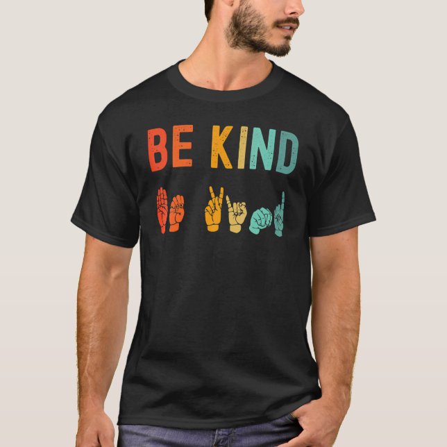Camiseta Seja gentil com sinal de mão - Unidade de linguage (Frente)