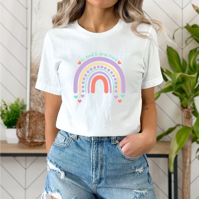 Camiseta Seja gentil com sua mente | Rainbow Peach Candy (Be Kind to Your mind shirt | Rainbow Peach Candy | Aesthetic t-shirt)