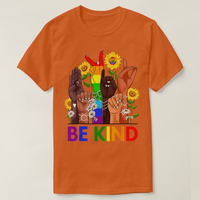 Camiseta Seja gentil em falar LGBTQ (Frente do Design)