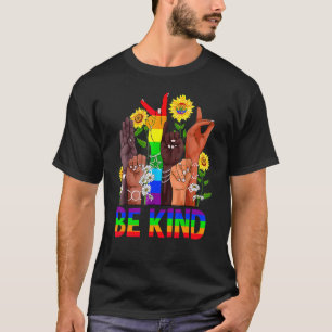 Camiseta Seja gentil em linguagem de sinais falando com o G