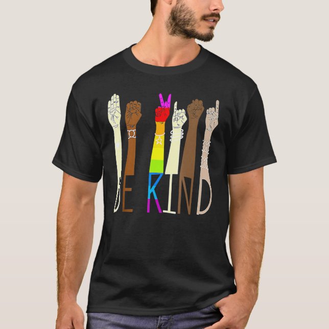Camiseta Seja gentil em linguagem de sinais falando Gay LGB (Frente)