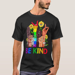 Camiseta Seja gentil em linguagem de sinais falando Lgbtq+