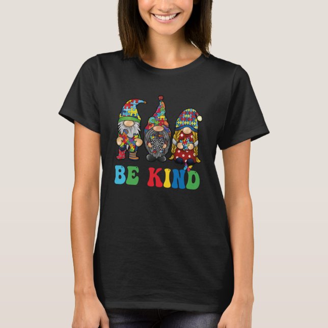 Camiseta Seja gentil Gnomos Girassol Autismo Sensibilização (Frente)