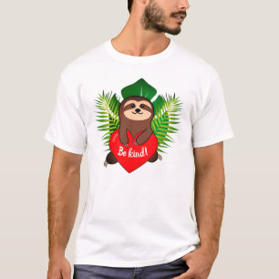 Camiseta Seja gentil! Lama com coração e folhagem tropical