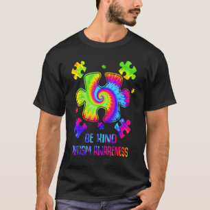 Camiseta Seja Gentil Peças de Puzzle Tie Dye Conscientizaçã