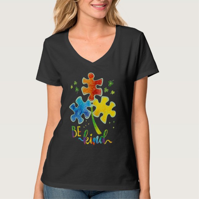 Camiseta Seja gentil Quebra-cabeça Piece Autismo Autismo Au (Frente)