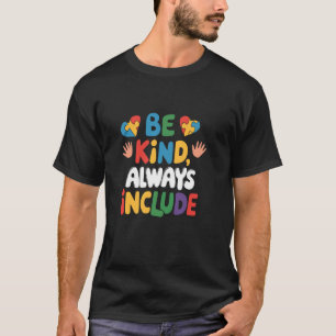 Camiseta Seja Gentil Sempre Inclua Autismo Mão Coração Auti