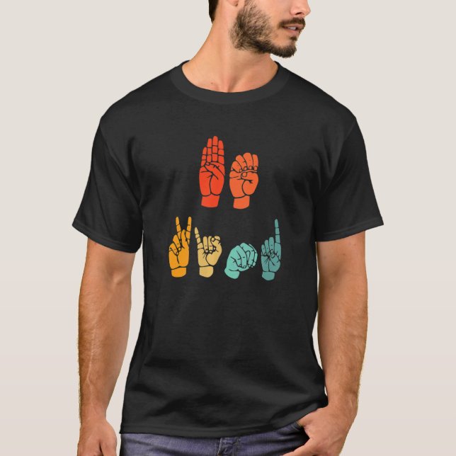 Camiseta Seja gentil sinal de mão Sinal de língua SIgn Dia  (Frente)