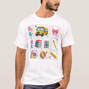 Camiseta Seja Gentil Volta às Aulas Ônibus Escolar Fofo