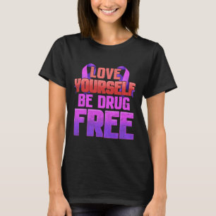 Camiseta Seja Livre De Drogas Se Ame Roxo Fita