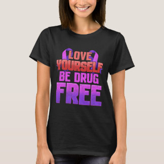 Camiseta Seja Livre De Drogas Se Ame Roxo Fita