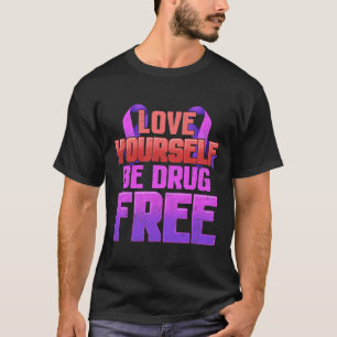 Camiseta Seja Livre De Drogas Se Ame Roxo Fita