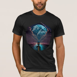 Camiseta Seja livre Motociclismo de lua