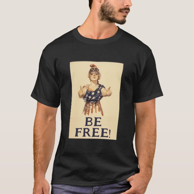Camiseta Seja Livre! T-Shirt (escuro) (Frente)