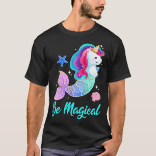 Camiseta Seja Mágica Sereia de Unicórnio Esquadrão Mermicor