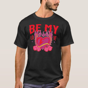 Camiseta Seja Meu Amor Coração Retro Legal Rosa Motoqueiro 