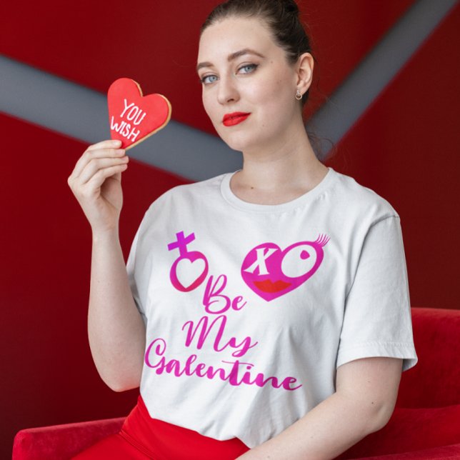 Camiseta Seja meu coração XO Galentino e assine mulheres (Be My Galentine XO Heart & Sign Women's T-Shirt)